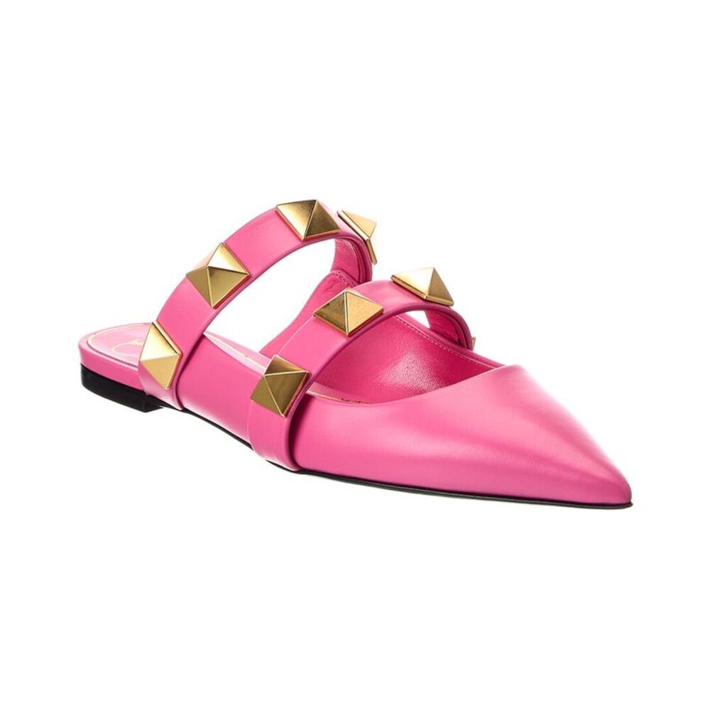 Valentino Roman Stud Leather Mule, Pink